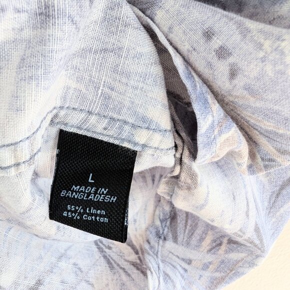 Marc Anthony Cotton Linen Tropical Floral Motif Button Up Shirt Short Sleeve L - Picture 9 of 13